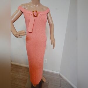 JLUXABLE Elegant Pink Off-Shoulder Maxi Dress Size XL NWT